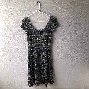 Black/White, Tribal Skater Fit N Flare Dress, XS